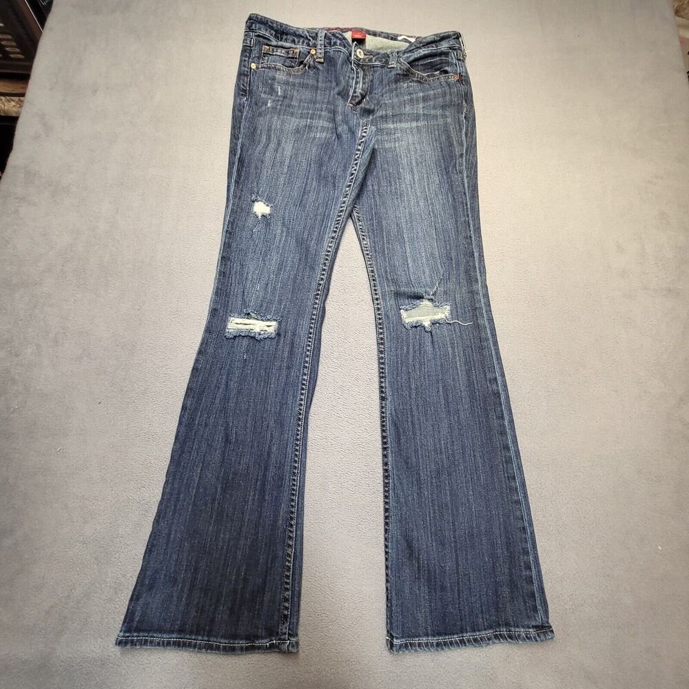 Arizona Jean Co Juniors 11 Blue Boot Cut Distressed Stretch Denim